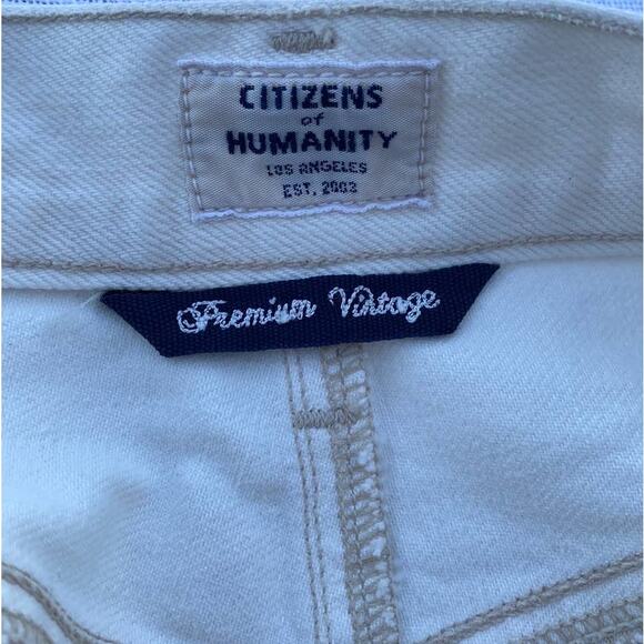 New Citizens of Humanity Premium Vintage White Cutoff Patched Mini Jean Skirt 27 - Picture 7 of 10